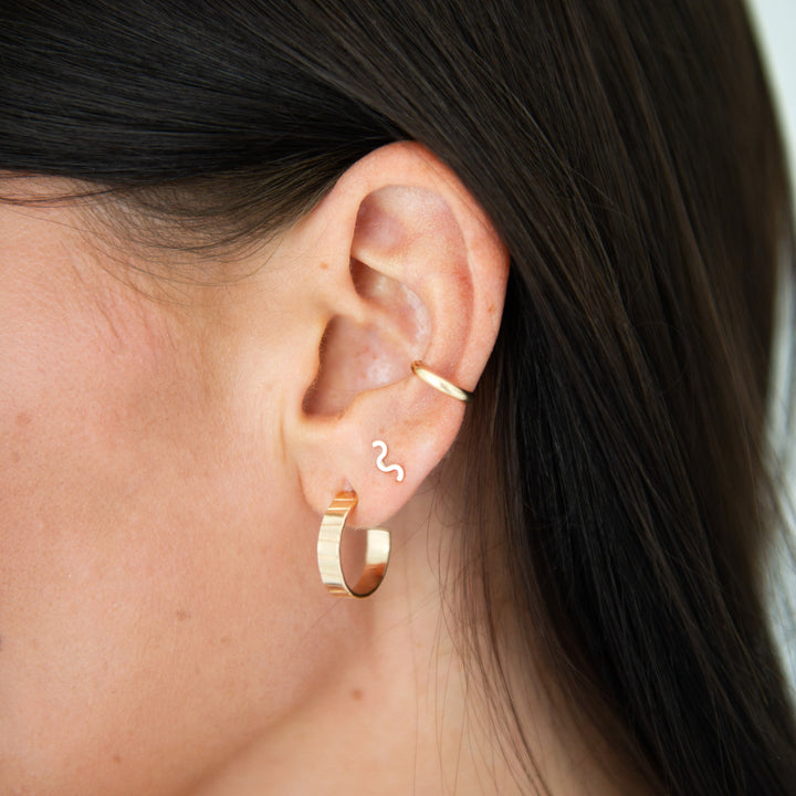 Classic ear cuff half round wire in sterling silver or 14k gold filled with polished or textured finish