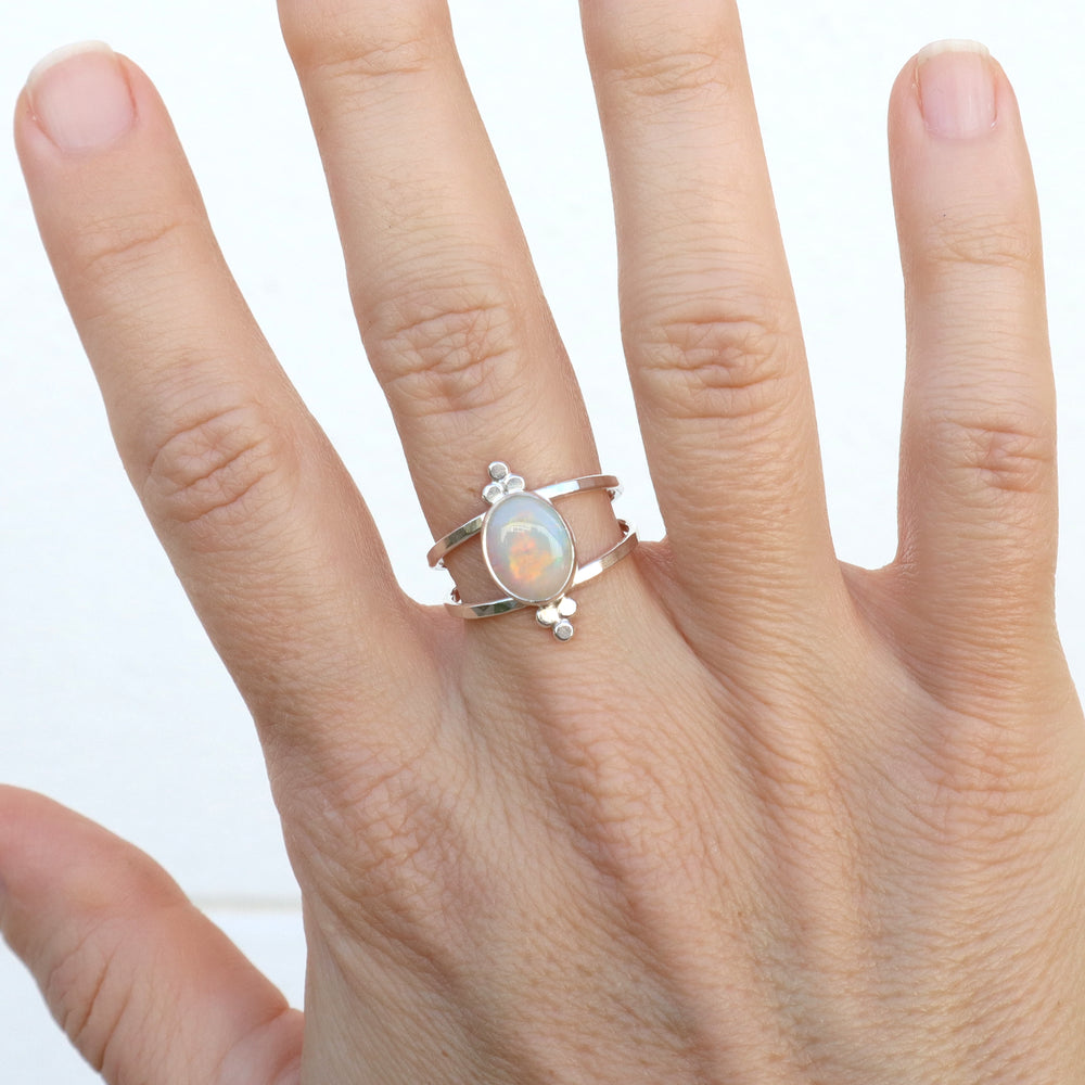 one of a kind opal gemstone sterling silver ring