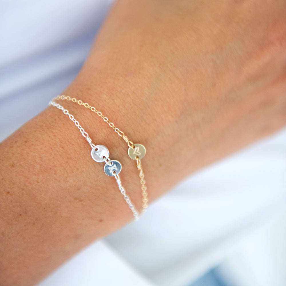 personalized letter bracelets in sterling silver or 14k gold filled