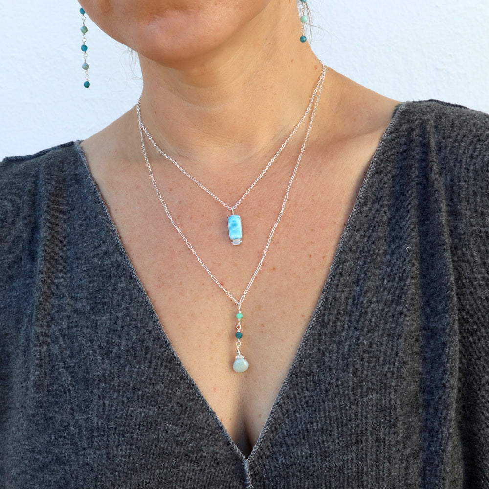 one of a kind spiny oyster turquoise composite larimar and variscite sterling silver pendant necklaces
