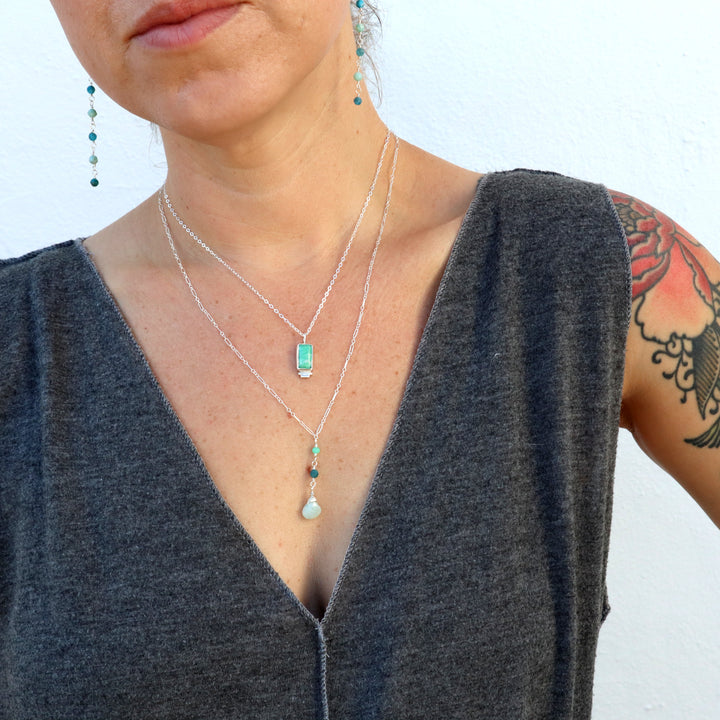 one of a kind spiny oyster turquoise composite larimar and variscite sterling silver pendant necklaces