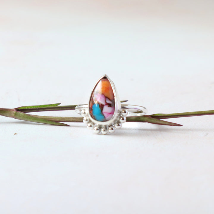 One of a Kind Spiny Oyster Turquoise Ring - Size 7.5