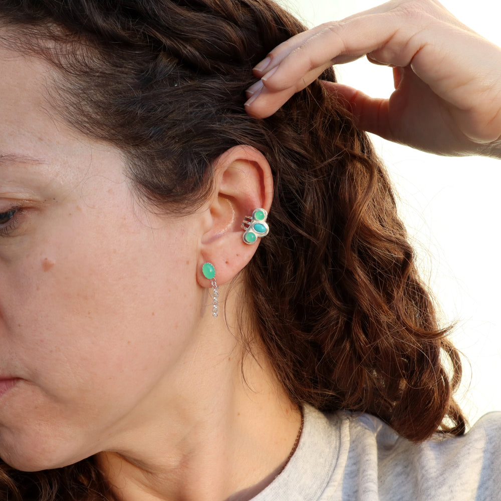 One of a Kind Turquoise and Chrysoprase Ear Cuff – Blossom and Shine