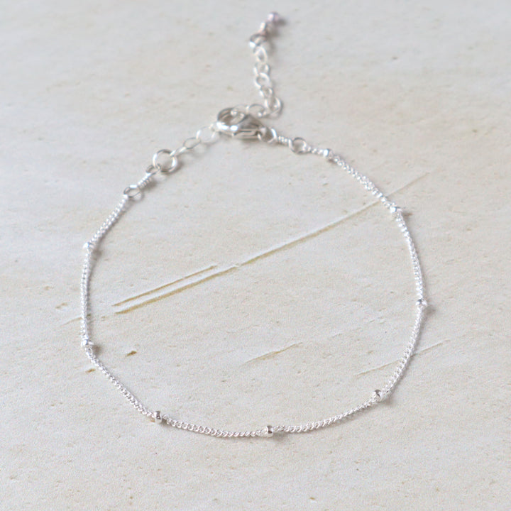 twinkle chain bracelet dainty spaced out bead chain in sterling silver or 14k gold filled