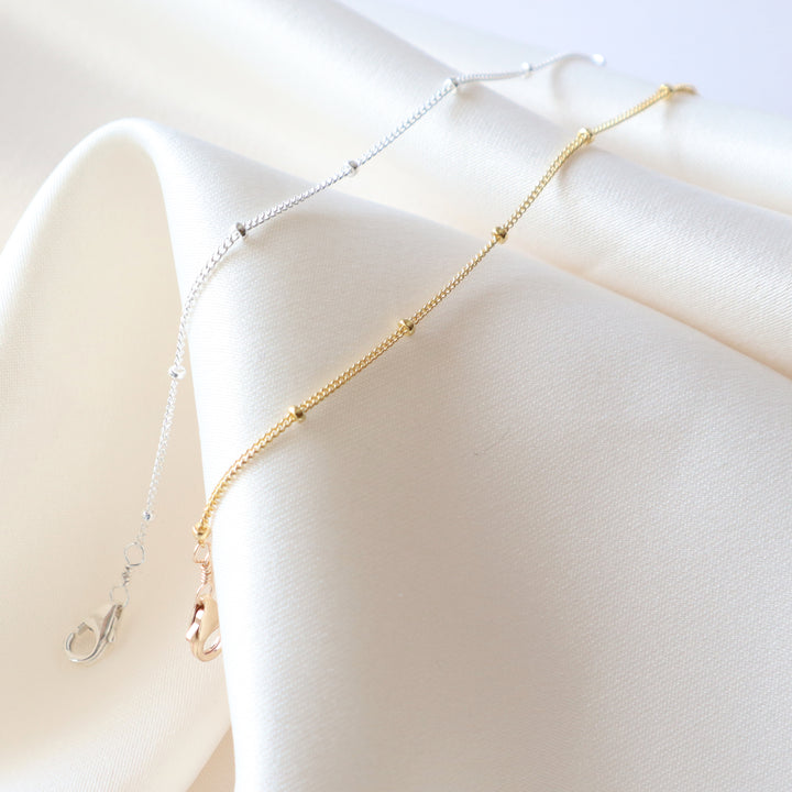 twinkle chain bracelet dainty spaced out bead chain in sterling silver or 14k gold filled