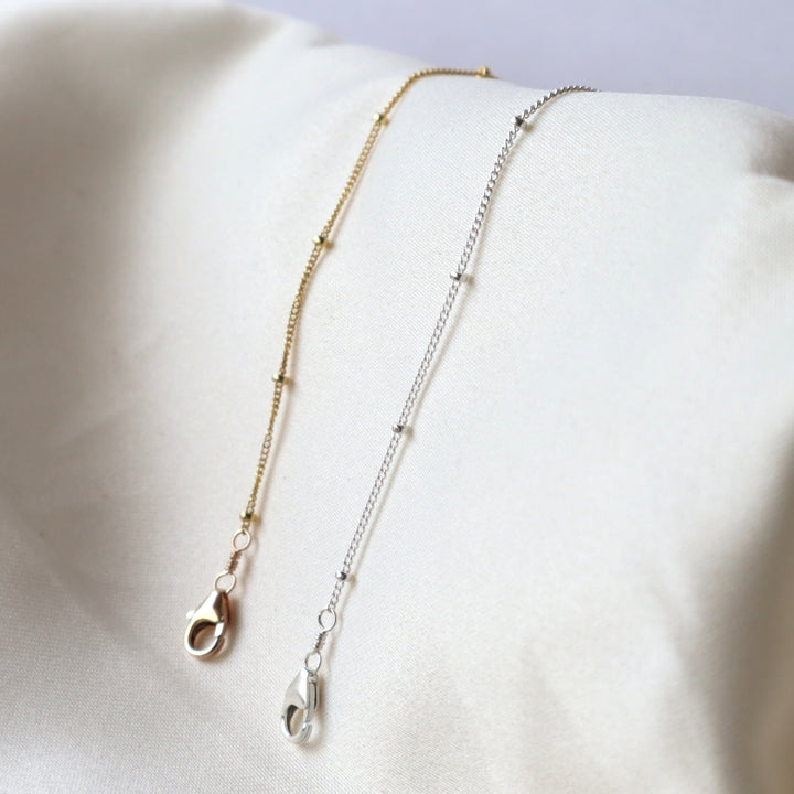 twinkle chain bracelet dainty spaced out bead chain in sterling silver or 14k gold filled