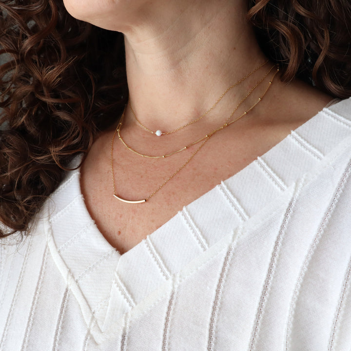 twinkle chain dainty chain necklace with spaced out beads in sterling silver or 14k gold filled