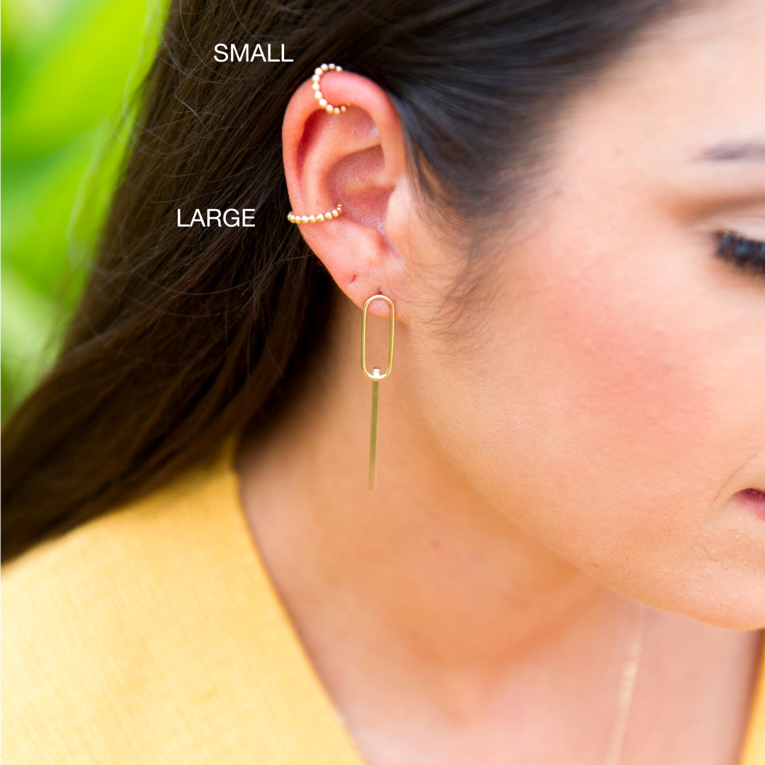 Beaded cartilage ear cuff in sterling silver or 14k gold filled and small and large sizes by Blossom and Shine