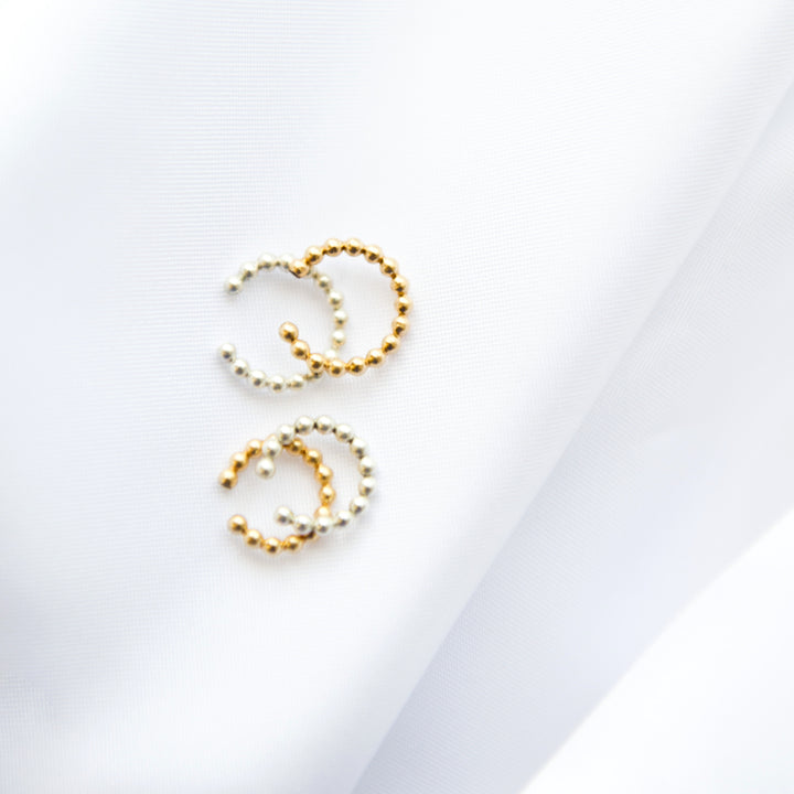 Beaded cartilage ear cuff in sterling silver or 14k gold filled and small and large sizes by Blossom and Shine