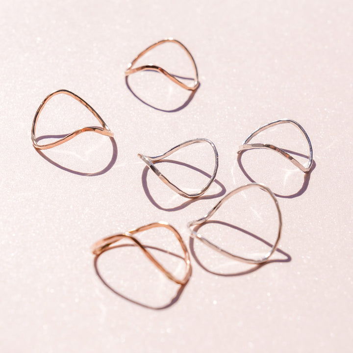 Curved stacking ring in sterling silver or 14k gold filled