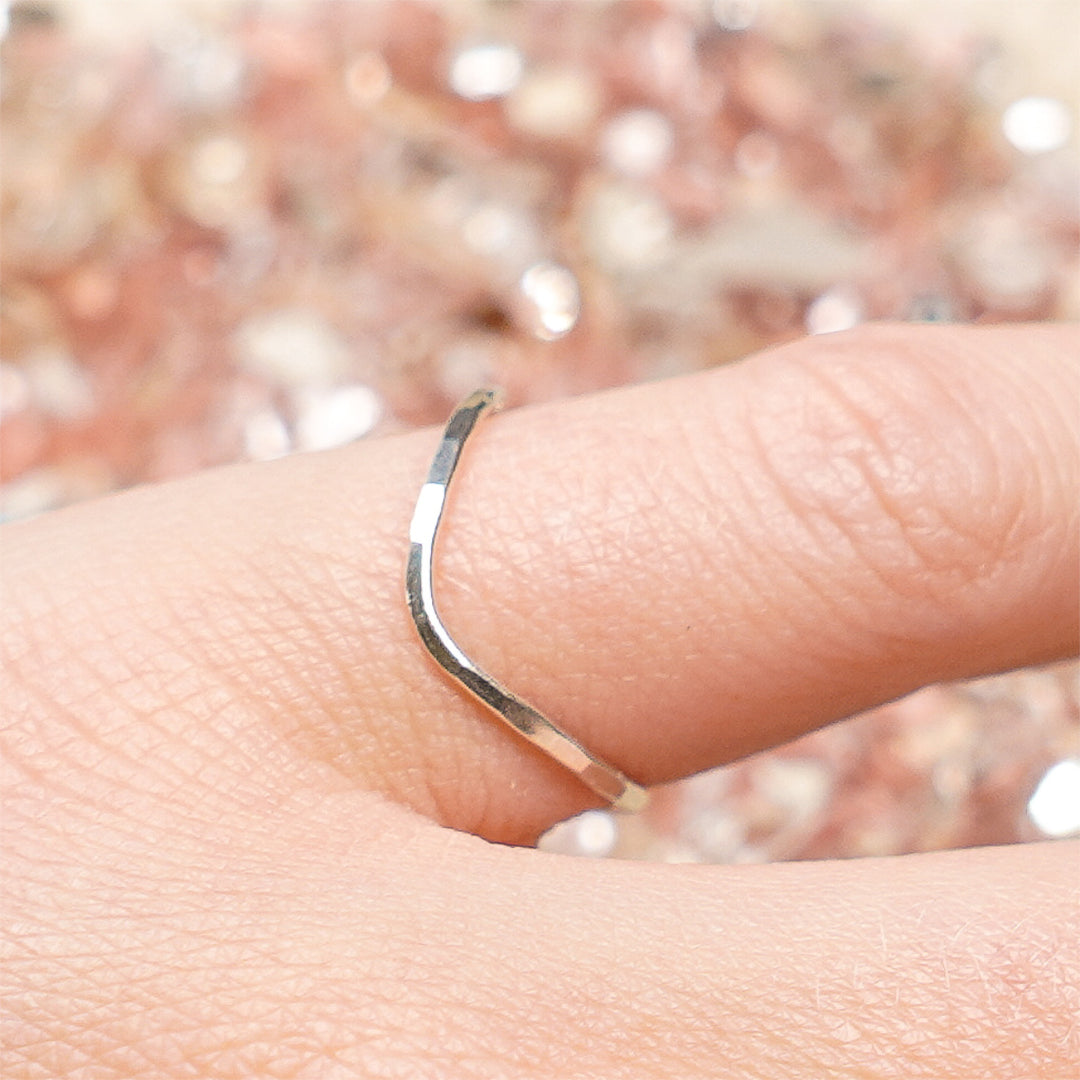 Curved stacking ring in sterling silver or 14k gold filled
