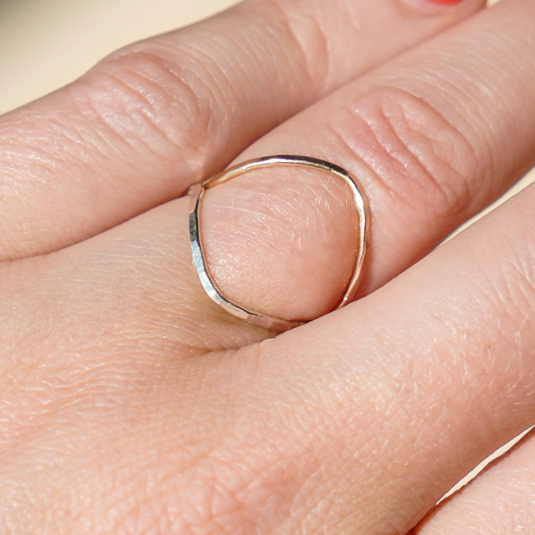 Curved stacking ring in sterling silver or 14k gold filled