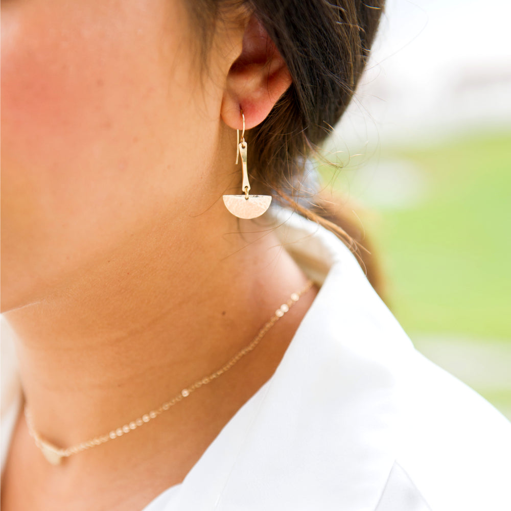 Cleopatra half moon crescent earrings in sterling silver or 14k gold filled by Blossom and Shine
