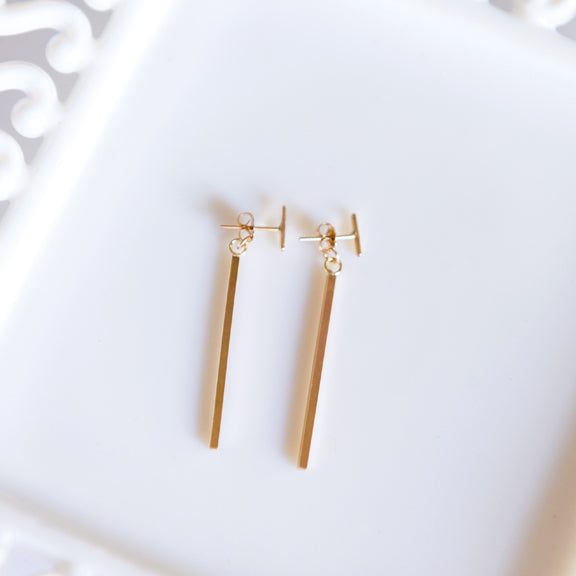 Dangle back stud earrings chain or bar in sterling silver or 14k gold filled by Blossom and Shine