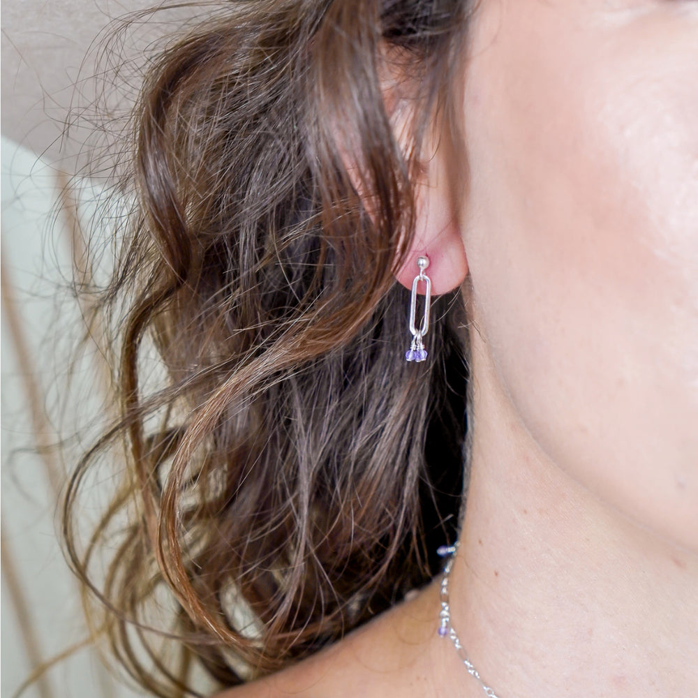 Gemstone stud earrings in sterling silver or 14k gold filled