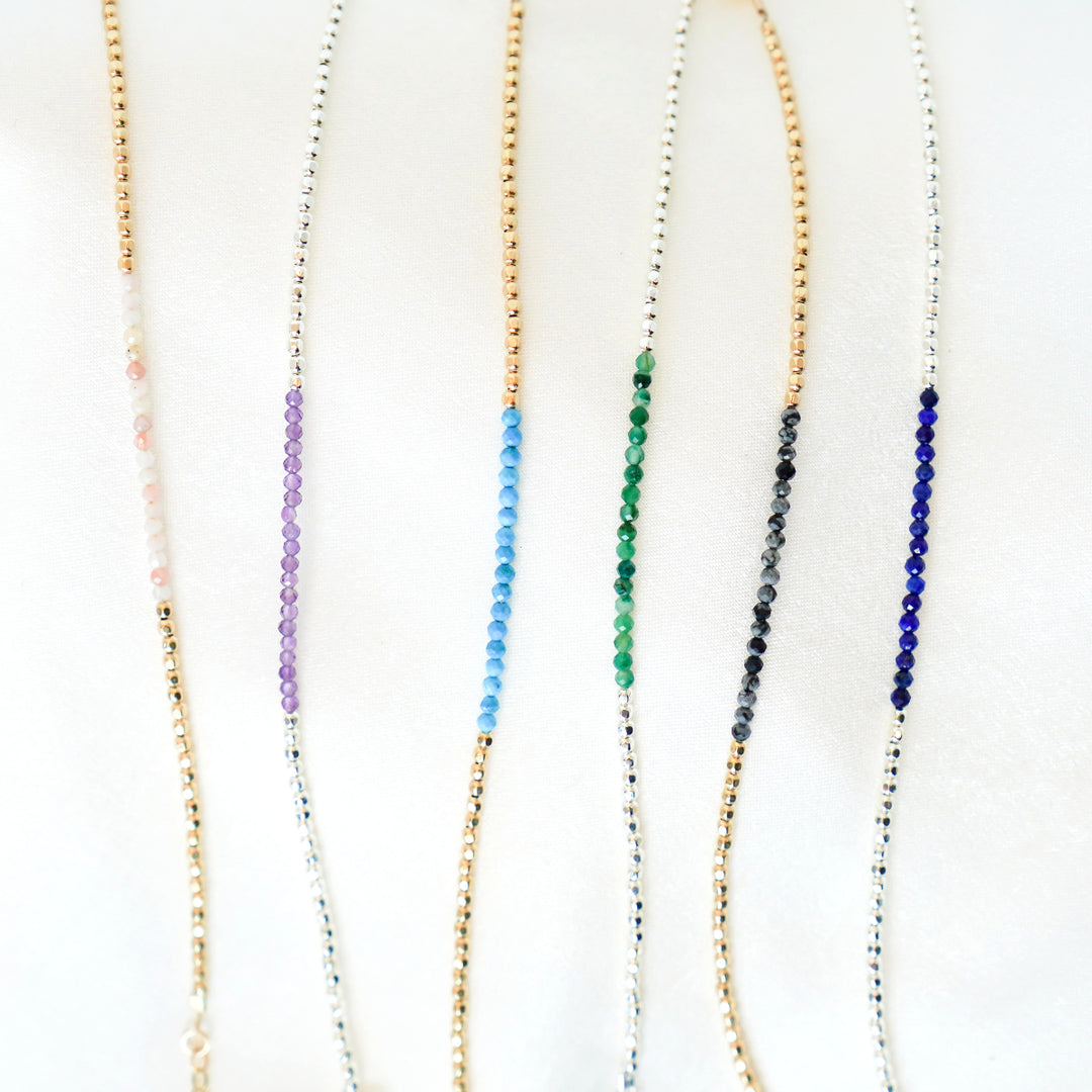 Gemstone bracelet in sterling silver or 14k gold filled