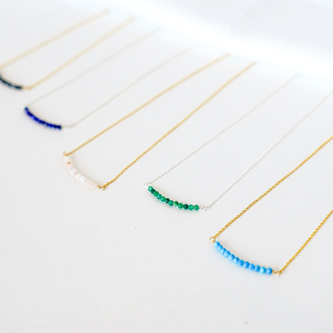 Dainty gemstone necklace in sterling silver or 14k gold filled