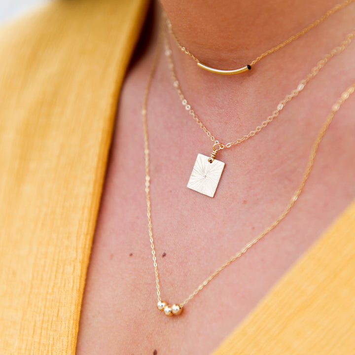 Curved bar necklace in sterling silver or 14k gold filled
