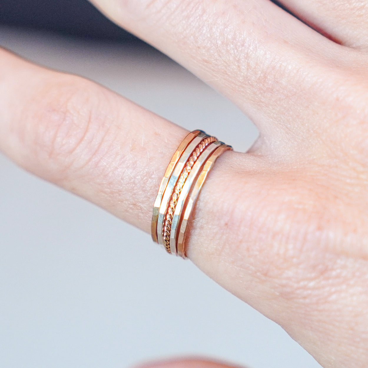 Mixed Metal Ring Stack – Blossom and Shine