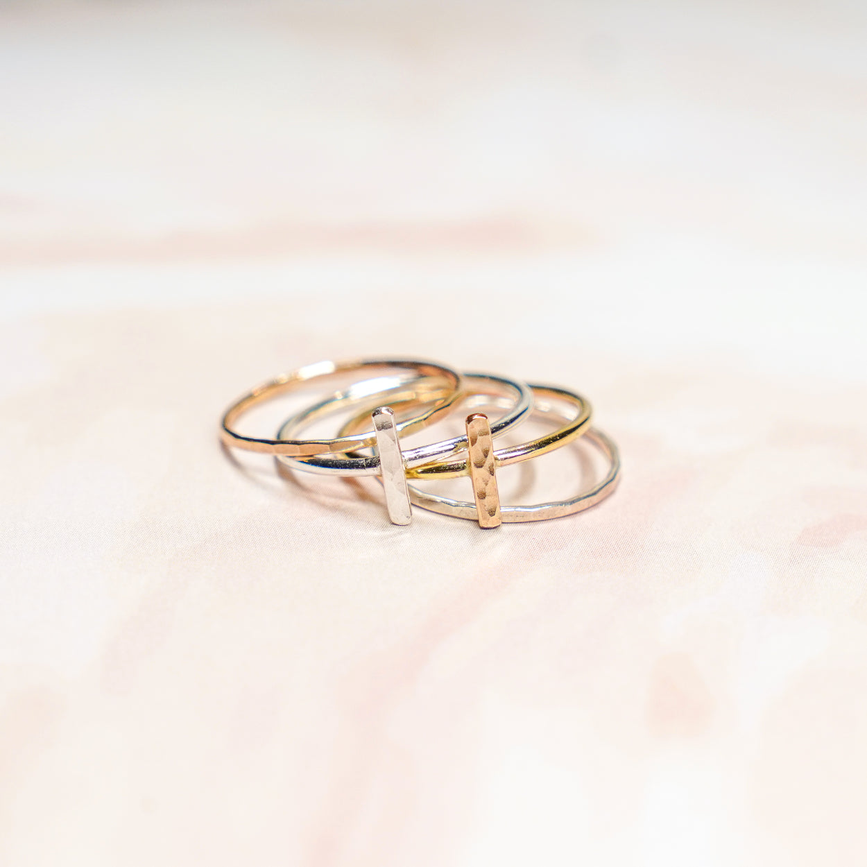 Hammered Bar Ring Stack – Blossom and Shine