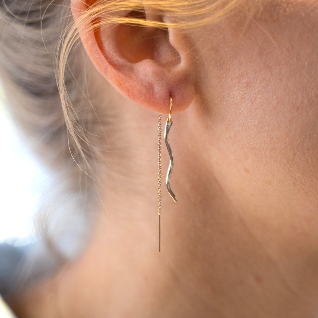 Hammered wave therader earrings in sterling silver or 14k gold filled by Blossom and Shine